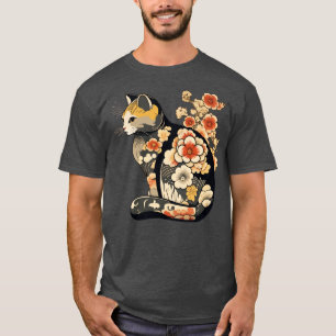 Cat with Japanese flower tattoos T-Shirt