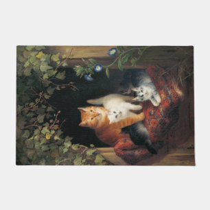 Cat With Kittens (Animal Art) Doormat