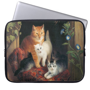 Cat With Kittens (Animal Art) Laptop Sleeve