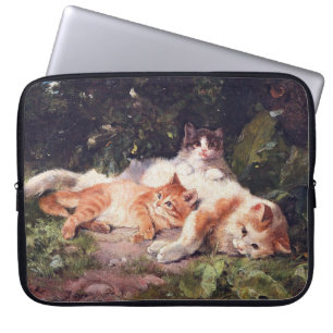 Cat with Kittens Fine Art Laptop Sleeve