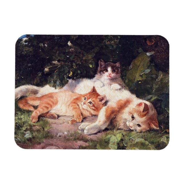 Cat with Kittens Fine Art Magnet (Horizontal)