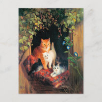 Cat with Kittens, fine art painting,