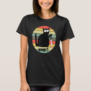 Cat With Knife Cat What Halloween Costume T-Shirt