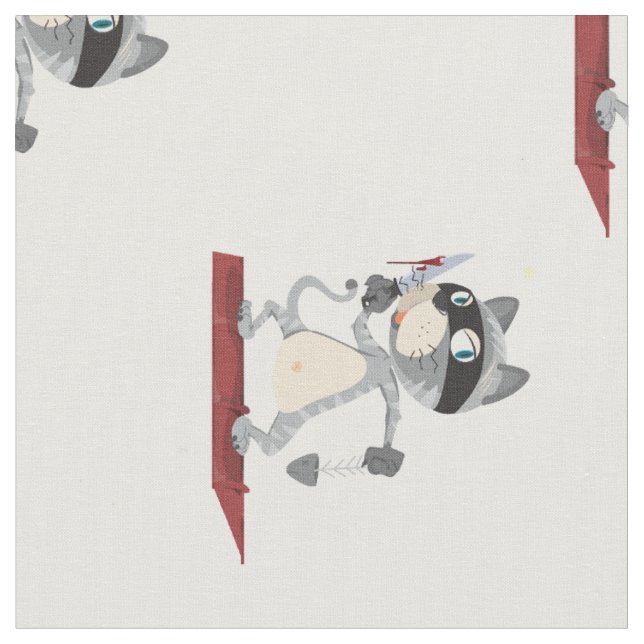 cat with knife  fabric (Close Up)