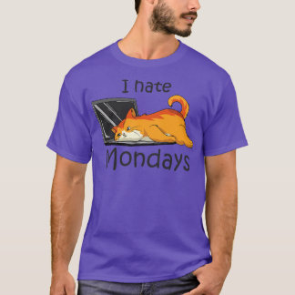 Cat with Laptop on Monday T-Shirt