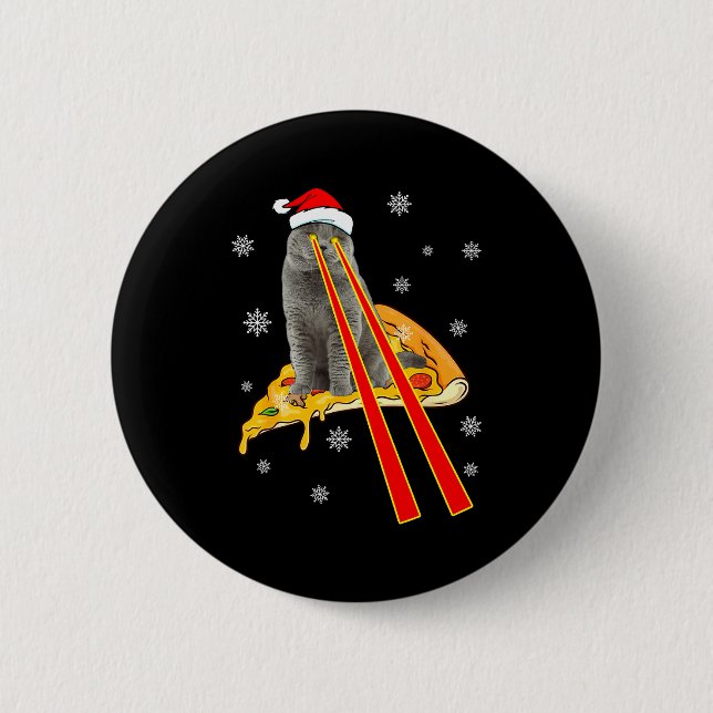 Cat With Laser Eyes Funny Zza Cat Christmas  6 Cm Round Badge (Front)