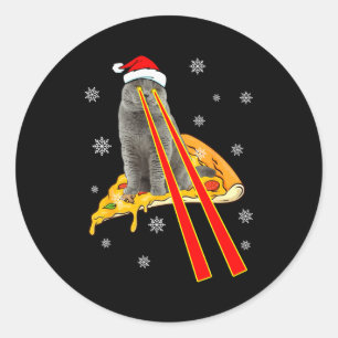 Cat With Laser Eyes Funny Zza Cat Christmas  Classic Round Sticker