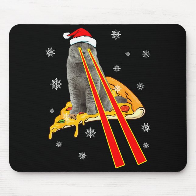 Cat With Laser Eyes Funny Zza Cat Christmas  Mouse Pad (Front)