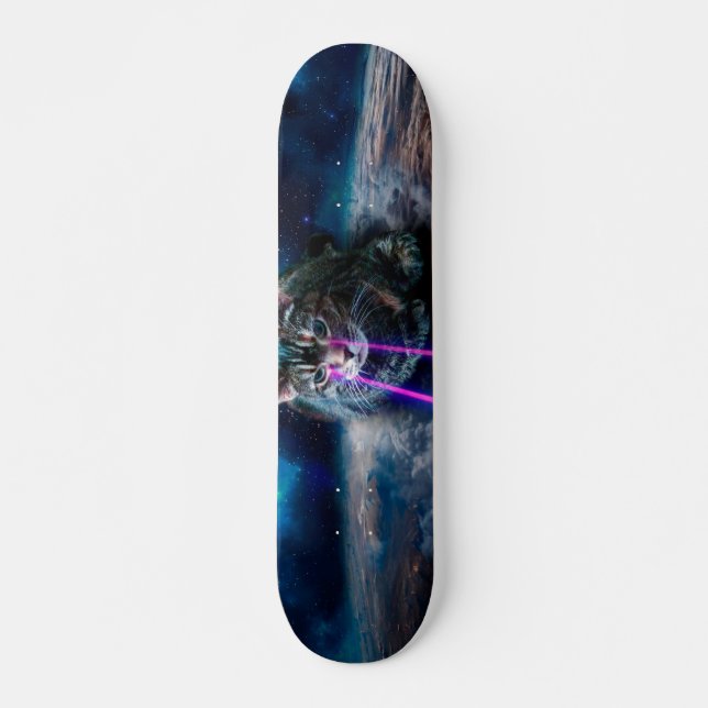 Cat with lasers from eyes skateboard (Front)