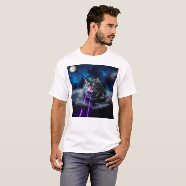 Cat with lasers from eyes T-Shirt (Front Full)