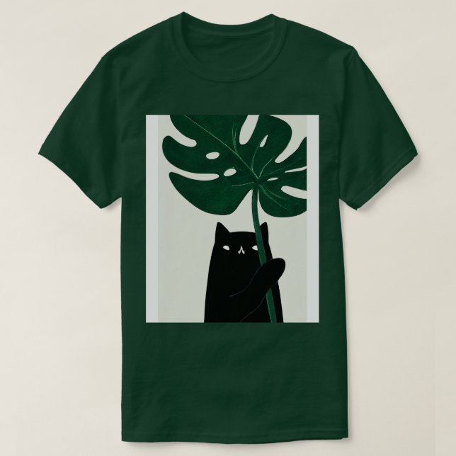 Cat with Leave T-Shirt (Design Front)