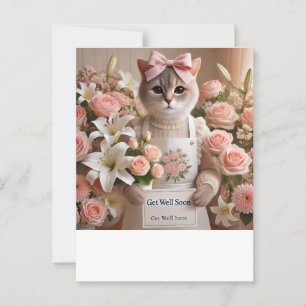 Cat with lots of flowers Get well soon  Postcard
