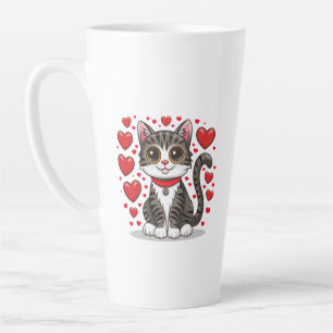 Cat with Love Symbols Clipart-85245 Latte Mug