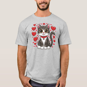 Cat with Love Symbols Clipart-85245 T-Shirt