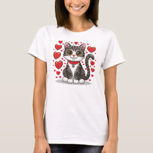 Cat with Love Symbols Clipart-85245 T-Shirt