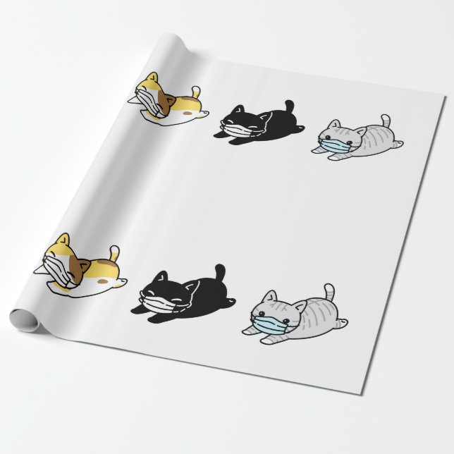 CAT WITH MASK Wrapping Paper (Unrolled)