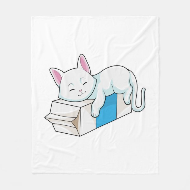 Cat with Milk Fleece Blanket (Front)