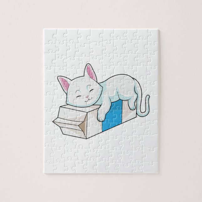 Cat with Milk Jigsaw Puzzle (Vertical)