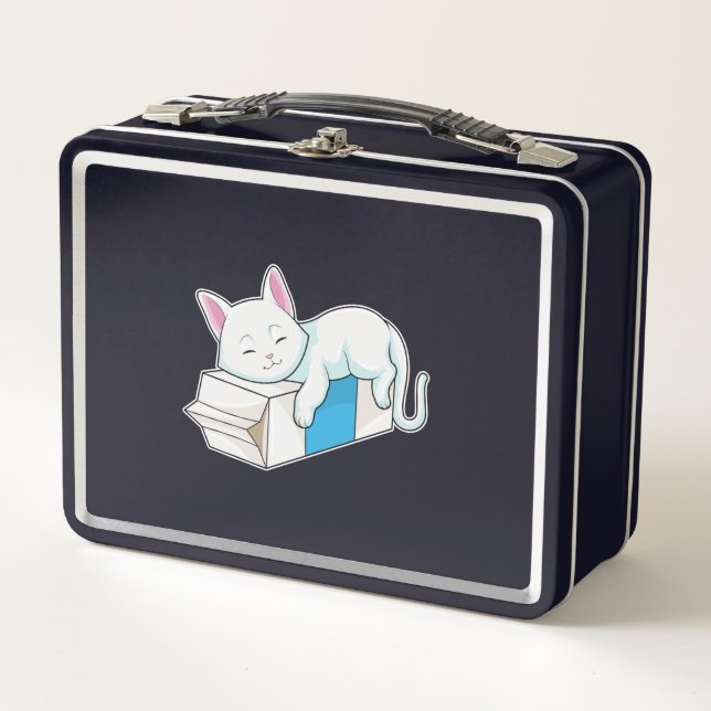Cat with Milk Metal Lunch Box (Front)