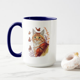 Cat with Monarch Butterflies Mug