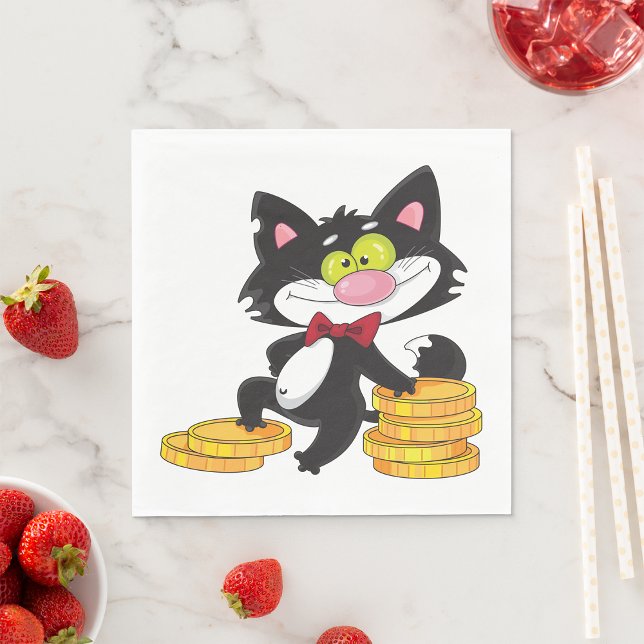 Cat With Money Paper Napkins (Creator Uploaded)