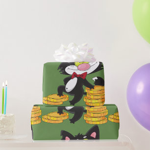 Cat With Money Wrapping Paper