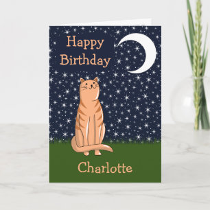 Cat with Moon and Stars Card