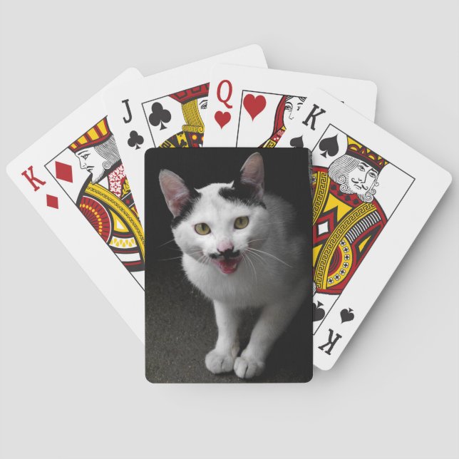 Cat with Moustache Playing Cards (Back)