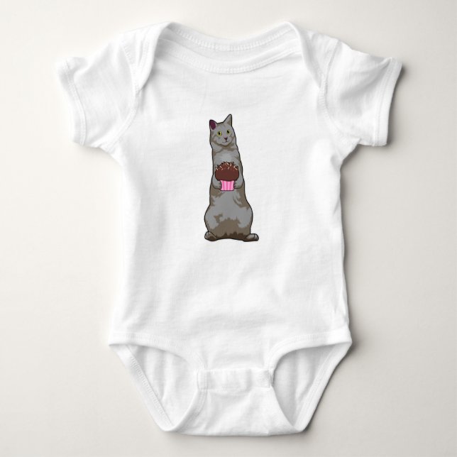 Cat with Muffin Baby Bodysuit (Front)