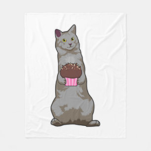 Cat with Muffin Fleece Blanket