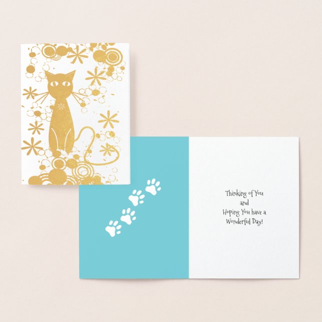 Cat with Paw Prints Foil Card (Display)