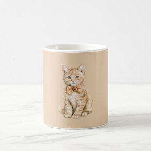 Cat with Peach Bow Tie Coffee Mug
