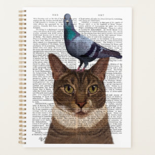 Cat with Pigeon on Head Planner