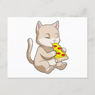 Cat with Pizza Postcard