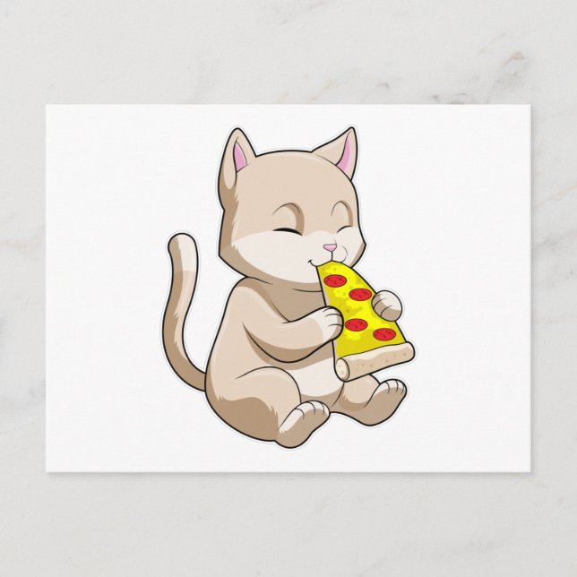 Cat with Pizza Postcard (Front)