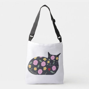 Cat with plants that are safe for cats, tote bags