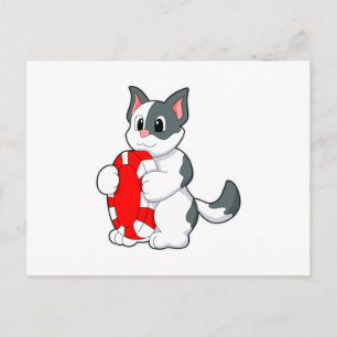 Cat with Poker chip Postcard