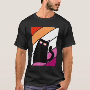 Cat With Pride Lesbian Flag LGBTQ Proud Ally Pride T-Shirt
