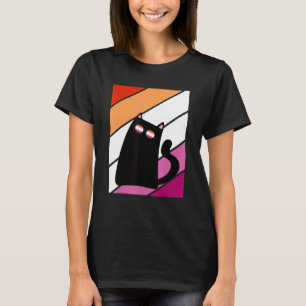 Cat With Pride Lesbian Flag Lgbtq Proud Ally Pride T-Shirt