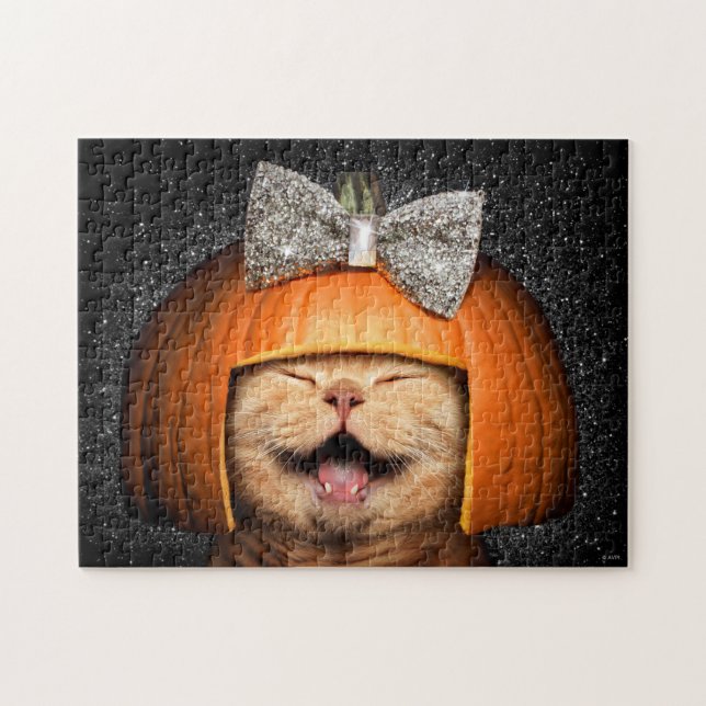 Cat With Pumpkin Hair Jigsaw Puzzle (Horizontal)