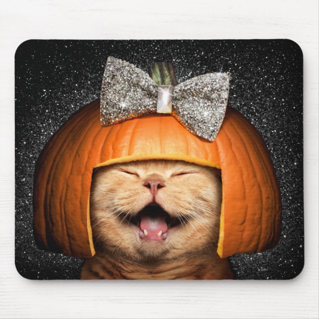 Cat With Pumpkin Hair Mouse Pad (Front)