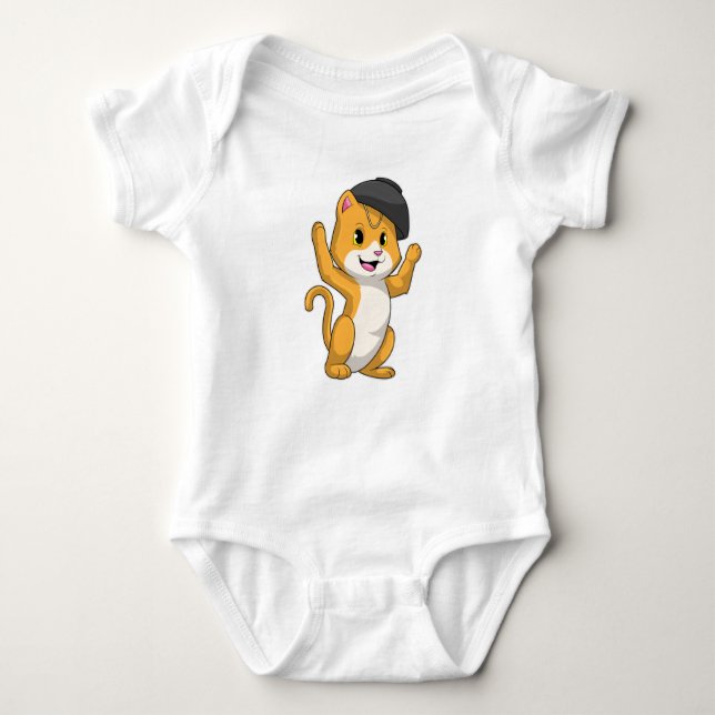 Cat with Ramen Bowl Baby Bodysuit (Front)