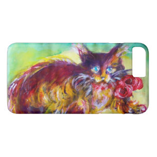 CAT WITH RED RIBBON AND SUNFLOWERS iPhone 8 PLUS/7 PLUS CASE
