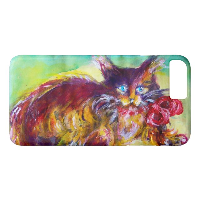 CAT WITH RED RIBBON AND SUNFLOWERS Case-Mate iPhone CASE (Back (Horizontal))