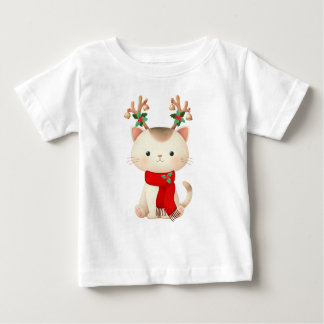 Cat with Reindeer Antlers Baby T-Shirt