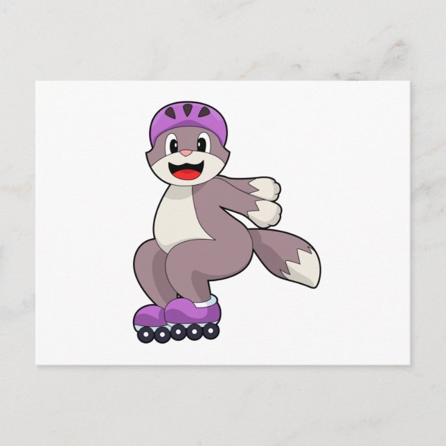 Cat with Roller skates Postcard (Front)