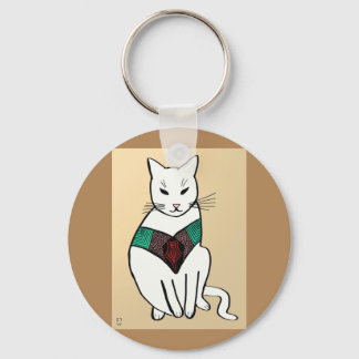 Cat with Ruby Collar Key Ring