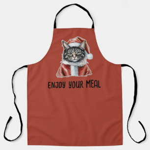 Cat With Santa Claus Outfit - Christmas 1 Apron