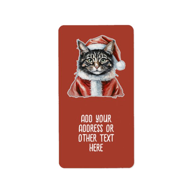 Cat With Santa Claus Outfit - Christmas 1 Label (Front)