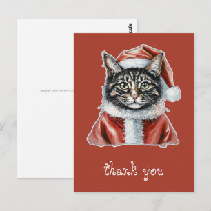 Cat With Santa Claus Outfit - Christmas 1 Postcard